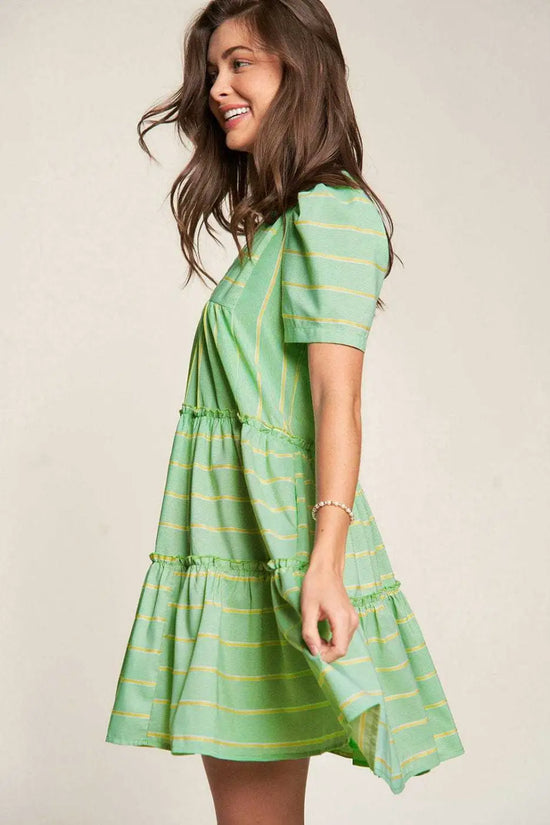 Mini Dresses Evergreen Stripe Frill Dress