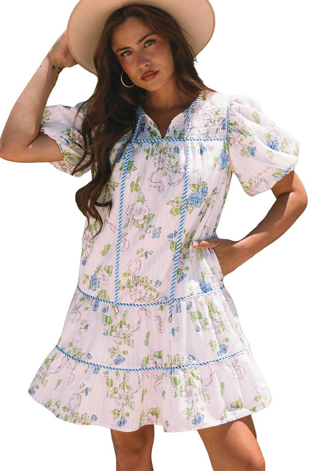 Mini Dresses Fashionfitz Blush Bloom Stripe Dress for Every Occasion