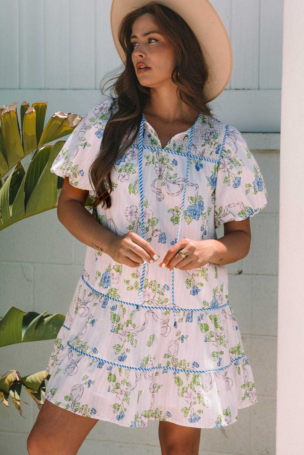 Mini Dresses Fashionfitz Blush Bloom Stripe Dress for Every Occasion