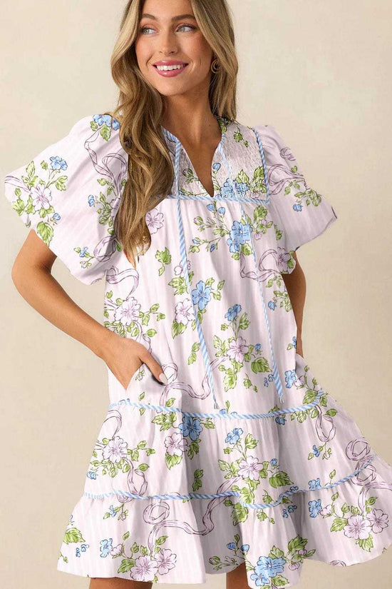 Mini Dresses Fashionfitz Blush Bloom Stripe Dress for Every Occasion