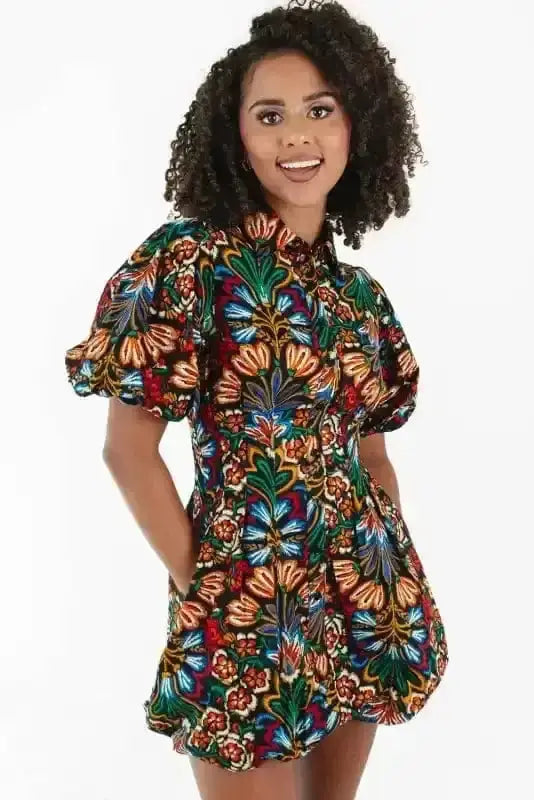 Mini Dresses Floral Joy Puff Mini Dress