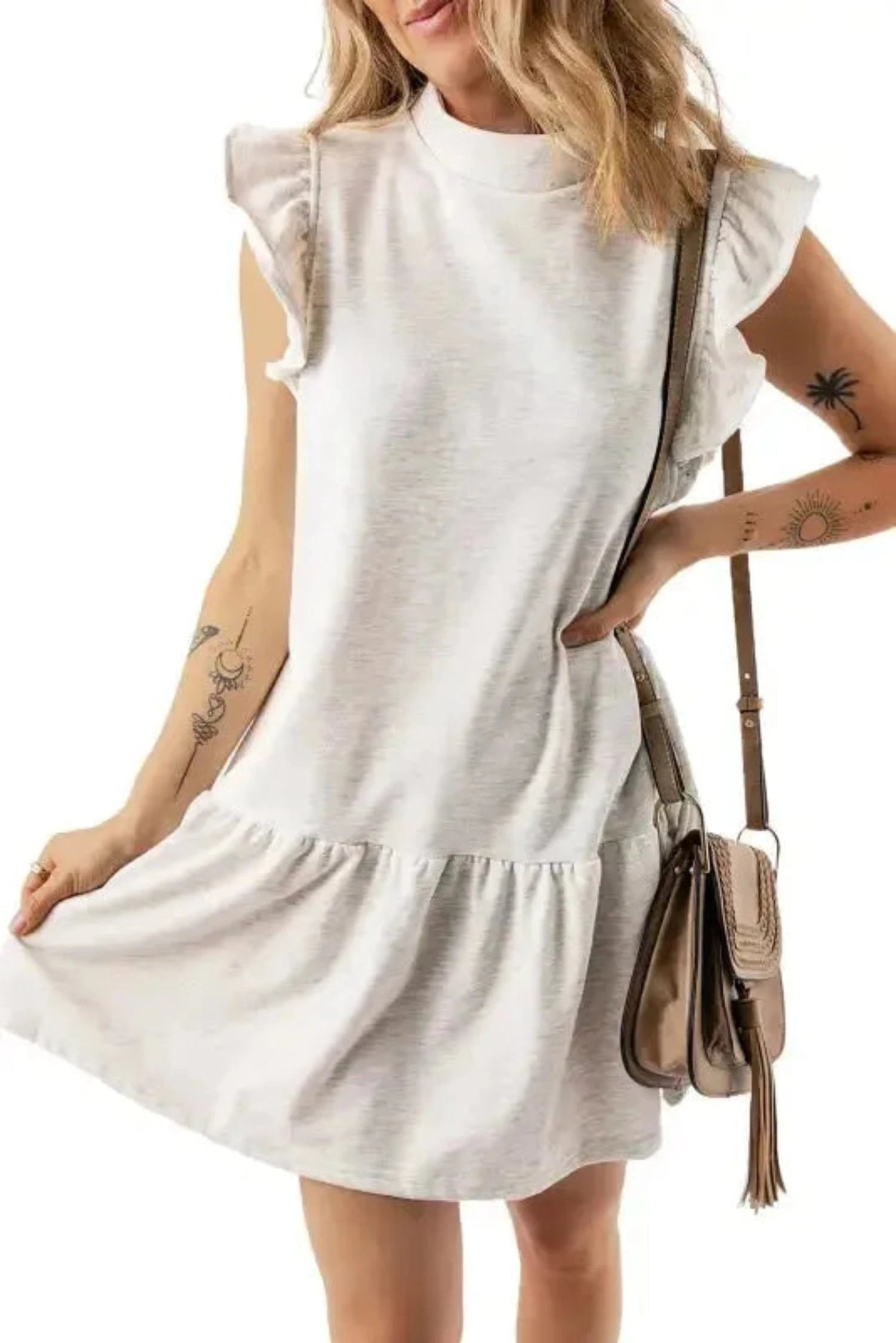 Mini Dresses Flutter Sleeve Shift Mini Dress