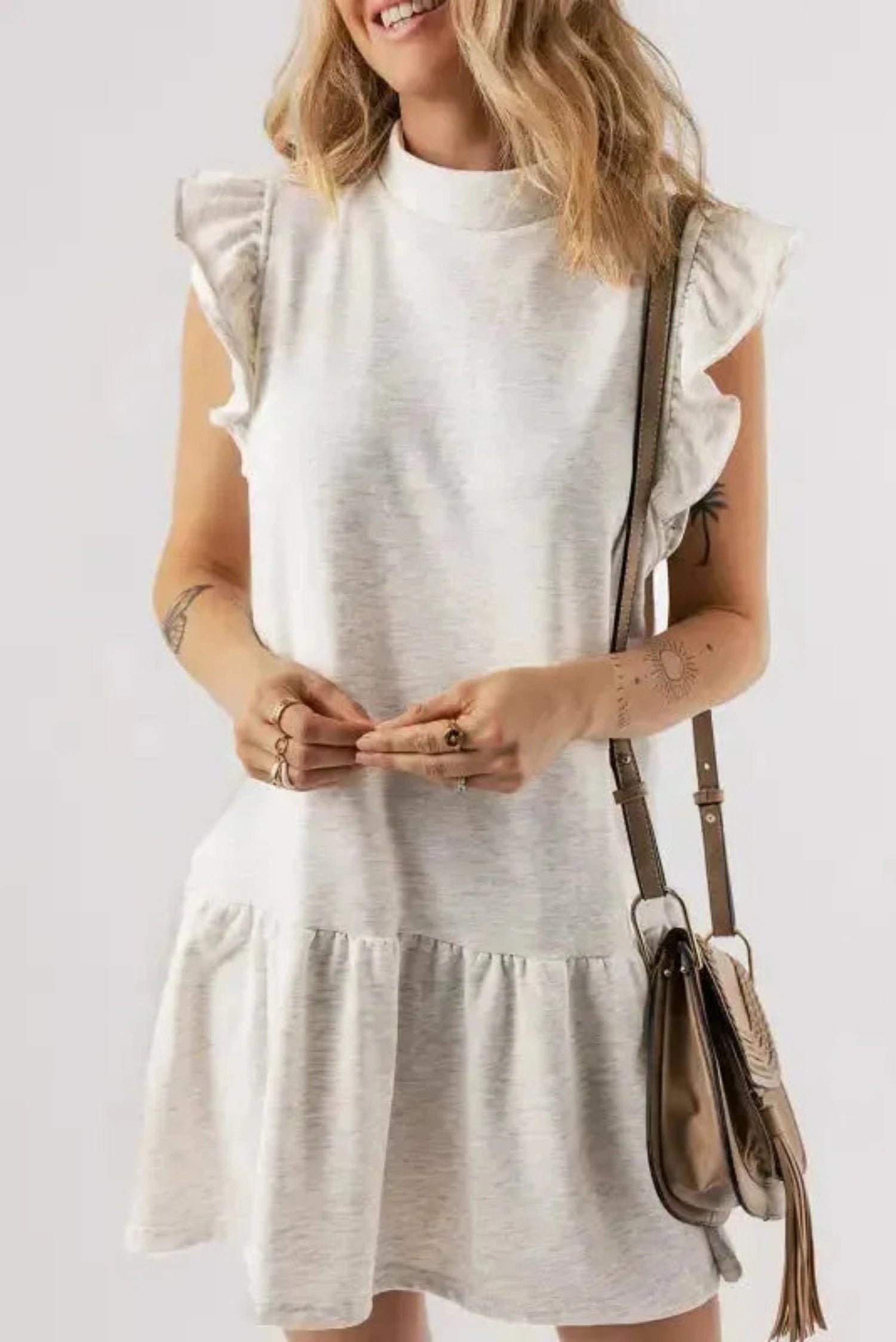 Mini Dresses Flutter Sleeve Shift Mini Dress