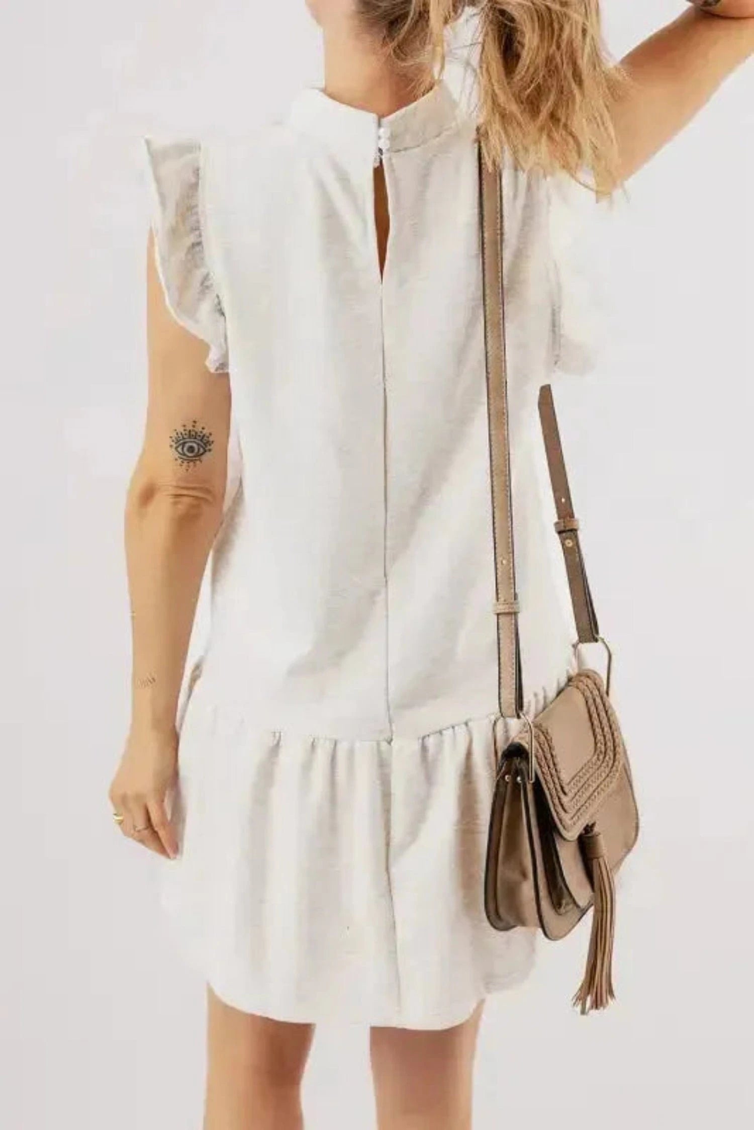 Mini Dresses Flutter Sleeve Shift Mini Dress