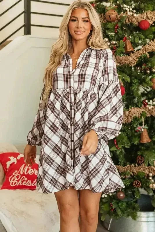 Mini Dresses Frolic in Plaid Swing Dress