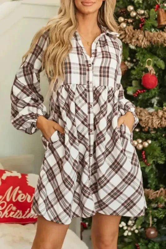 Mini Dresses Frolic in Plaid Swing Dress