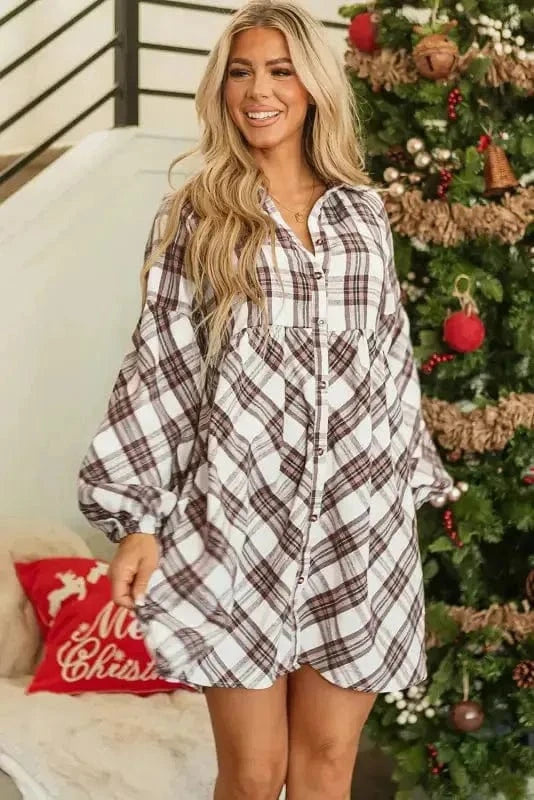 Mini Dresses Frolic in Plaid Swing Dress