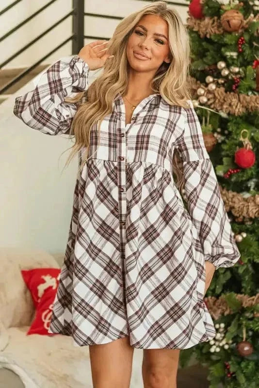 Mini Dresses Frolic in Plaid Swing Dress