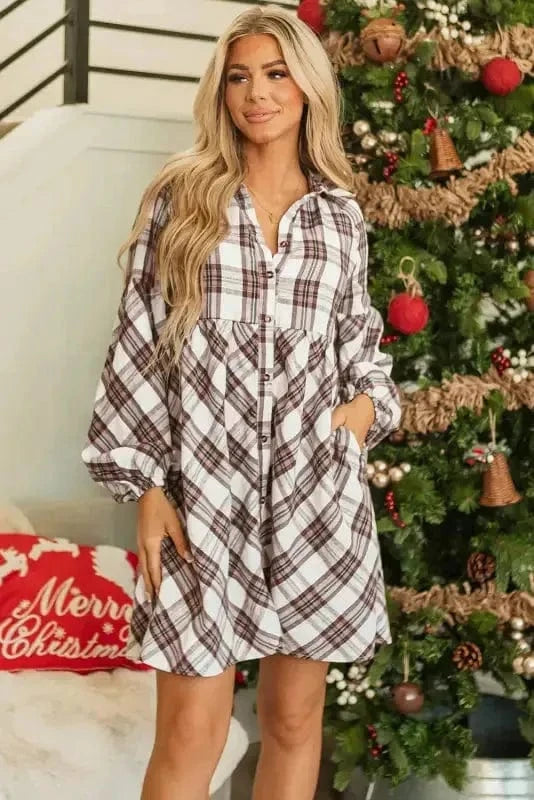 Mini Dresses Frolic in Plaid Swing Dress