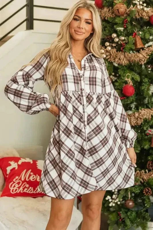 Mini Dresses Frolic in Plaid Swing Dress