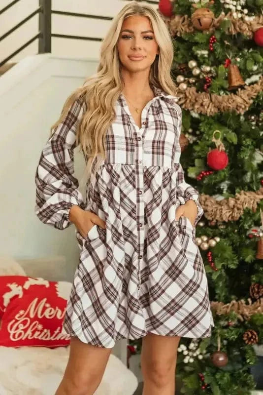 Mini Dresses Frolic in Plaid Swing Dress