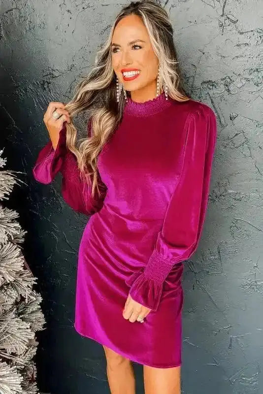 Mini Dresses Gala Velvet Puff Dress