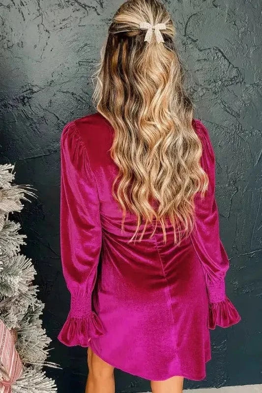 Mini Dresses Gala Velvet Puff Dress