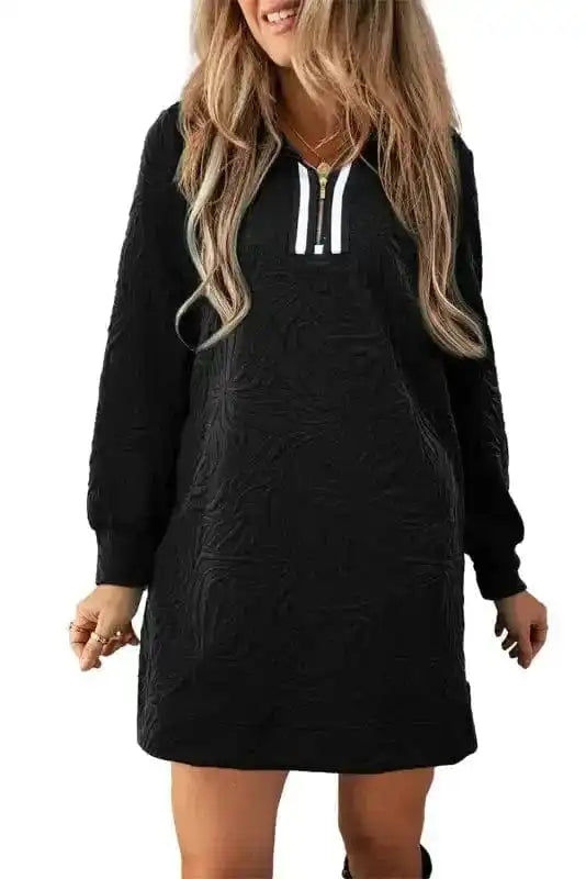 Mini Dresses Jacquard Zipper Shift Dress