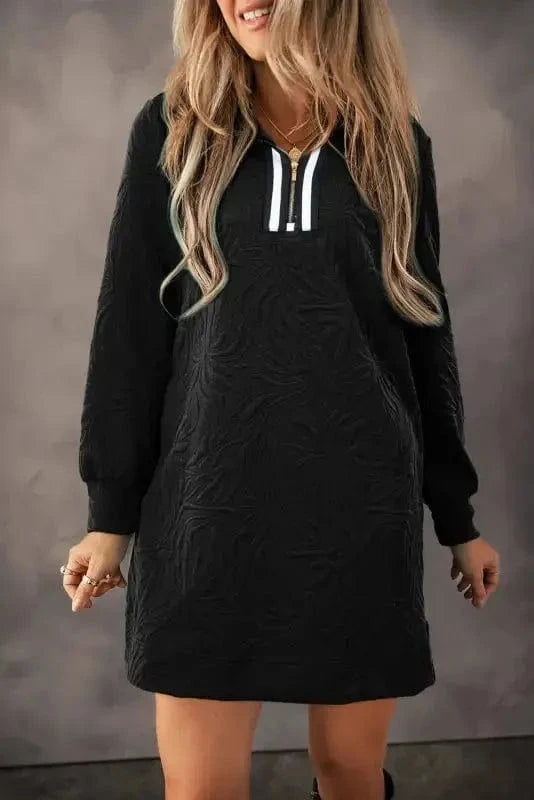 Mini Dresses Jacquard Zipper Shift Dress