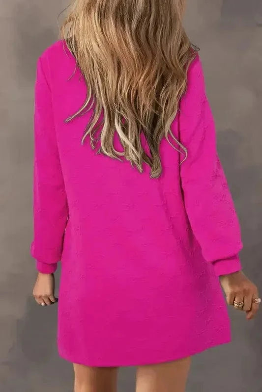 Mini Dresses Jacquard Zipper Shift Dress
