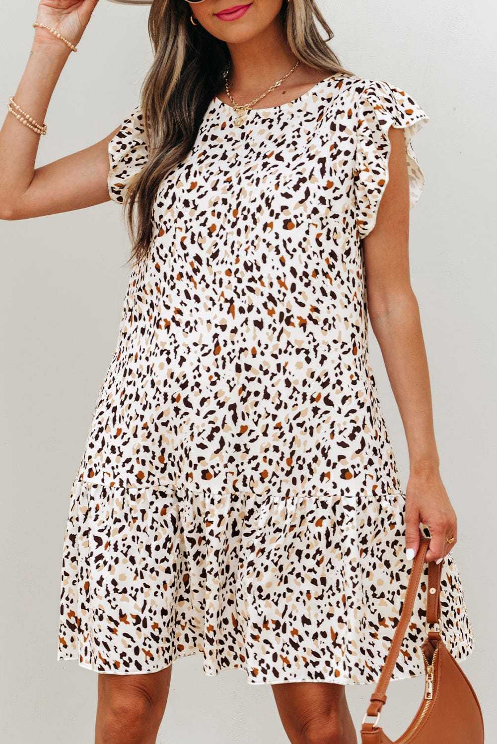 Mini Dresses Leopard Ruffled Mini Dress