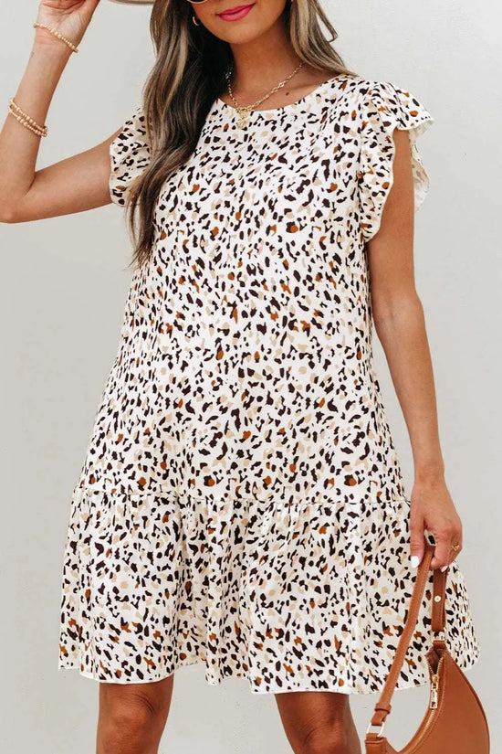 Mini Dresses Leopard Ruffled Mini Dress