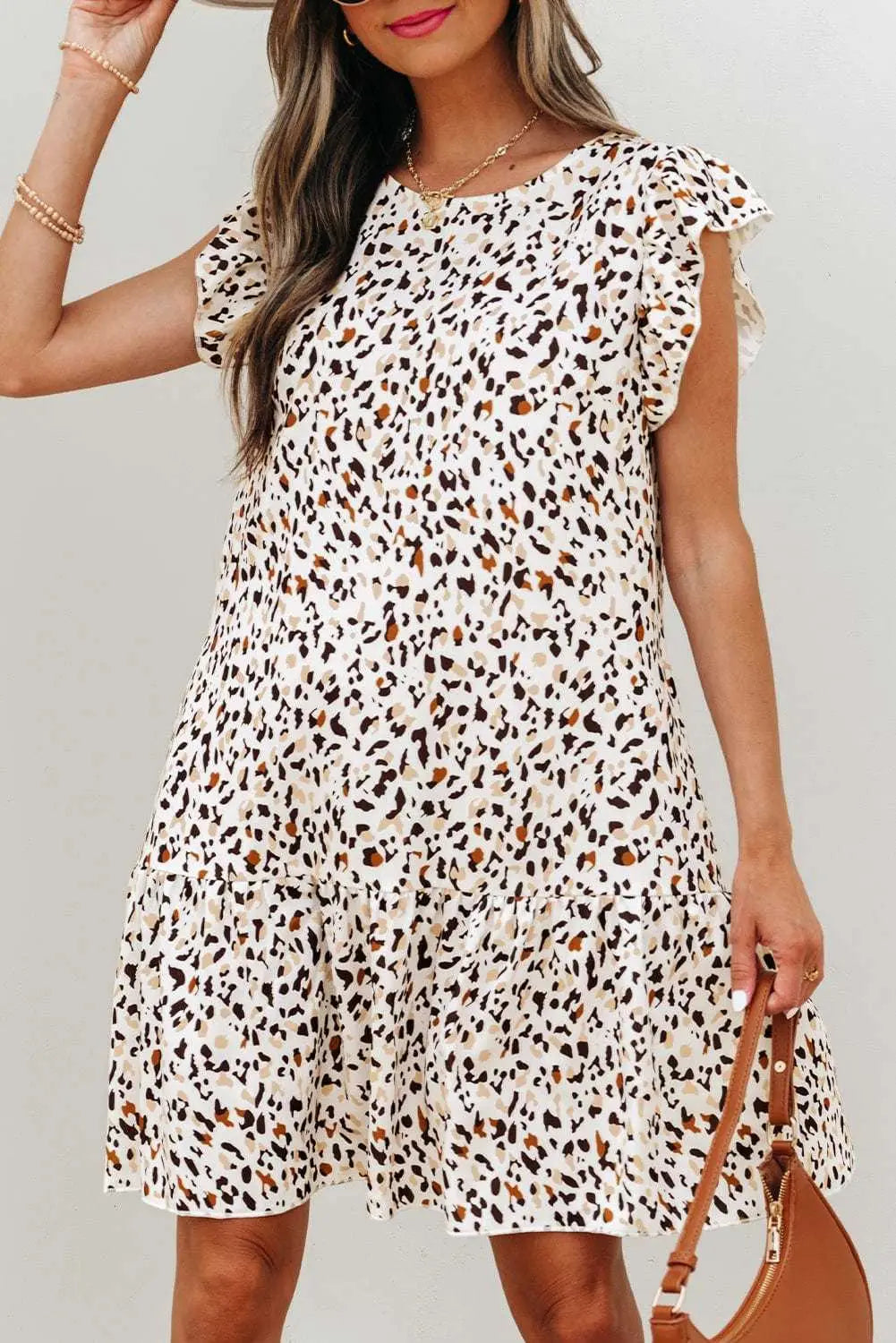 Mini Dresses Leopard Ruffled Mini Dress