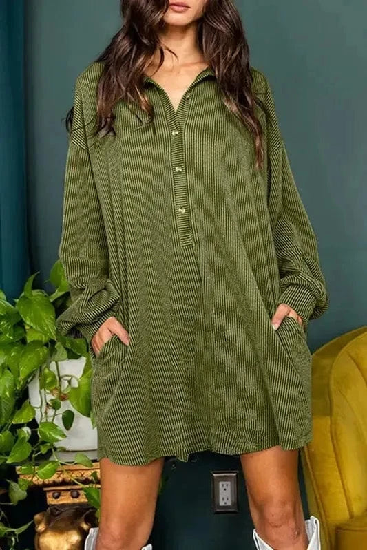 Mini Dresses Moss Green / S / 75%Polyester+20%Viscose+5%Elastane Forest Flair Shift Dress