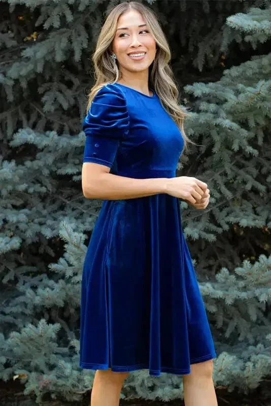 Mini Dresses Nautical Velvet Charm Dress