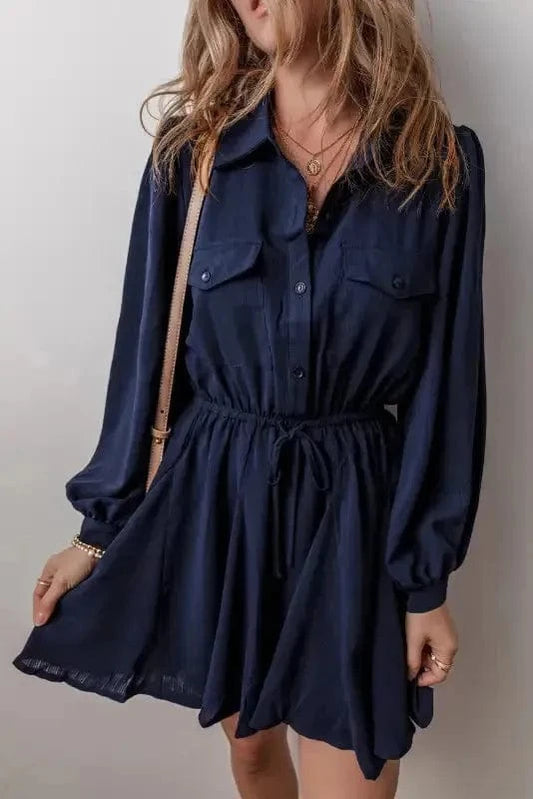 Mini Dresses Navy Blue / S / 100%Polyester Urban Pockets Mini Tunic Dress