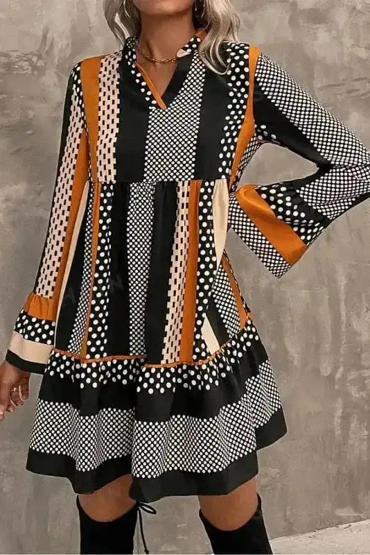 Mini Dresses Noir Polka Ruffle Mini Dress