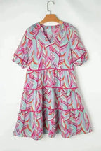 Mini Dresses Ocean Whispers Puff Sleeve Dress