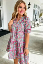 Mini Dresses Ocean Whispers Puff Sleeve Dress