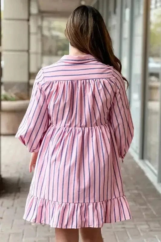 Mini Dresses Pinstripe Mini Shirt Dress
