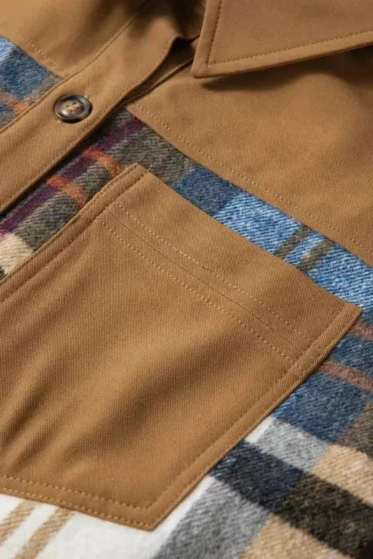 Mini Dresses Plaid Patch Shirt Dress