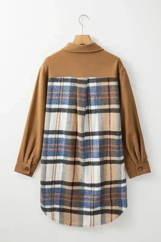 Mini Dresses Plaid Patch Shirt Dress