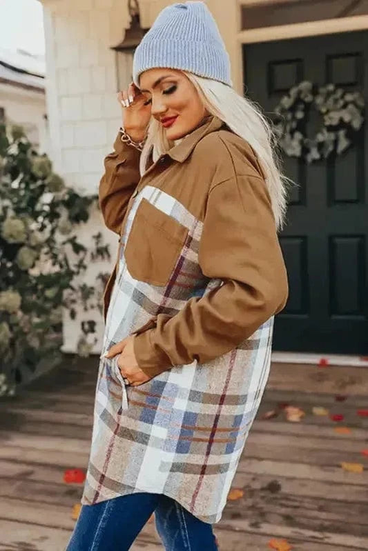 Mini Dresses Plaid Patch Shirt Dress