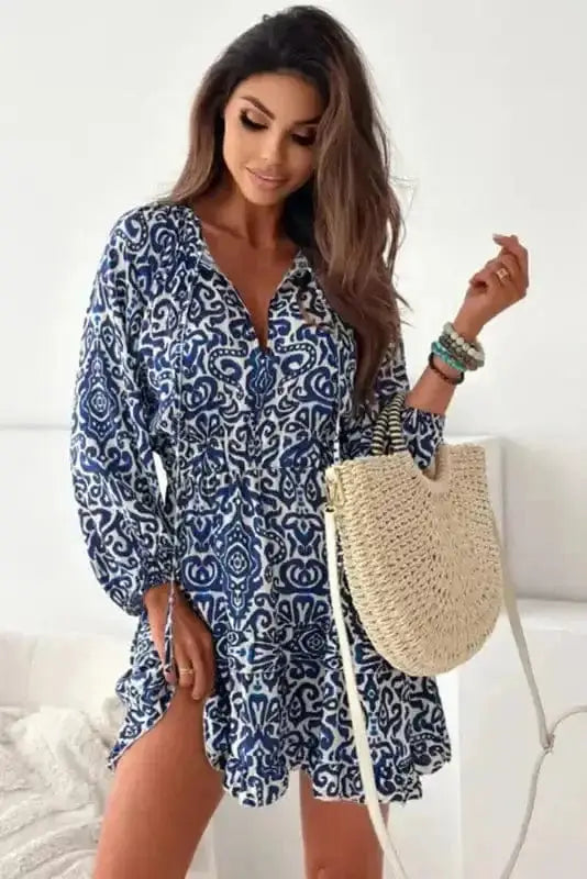 Mini Dresses Retro Charm Lace-Up Mini Dress