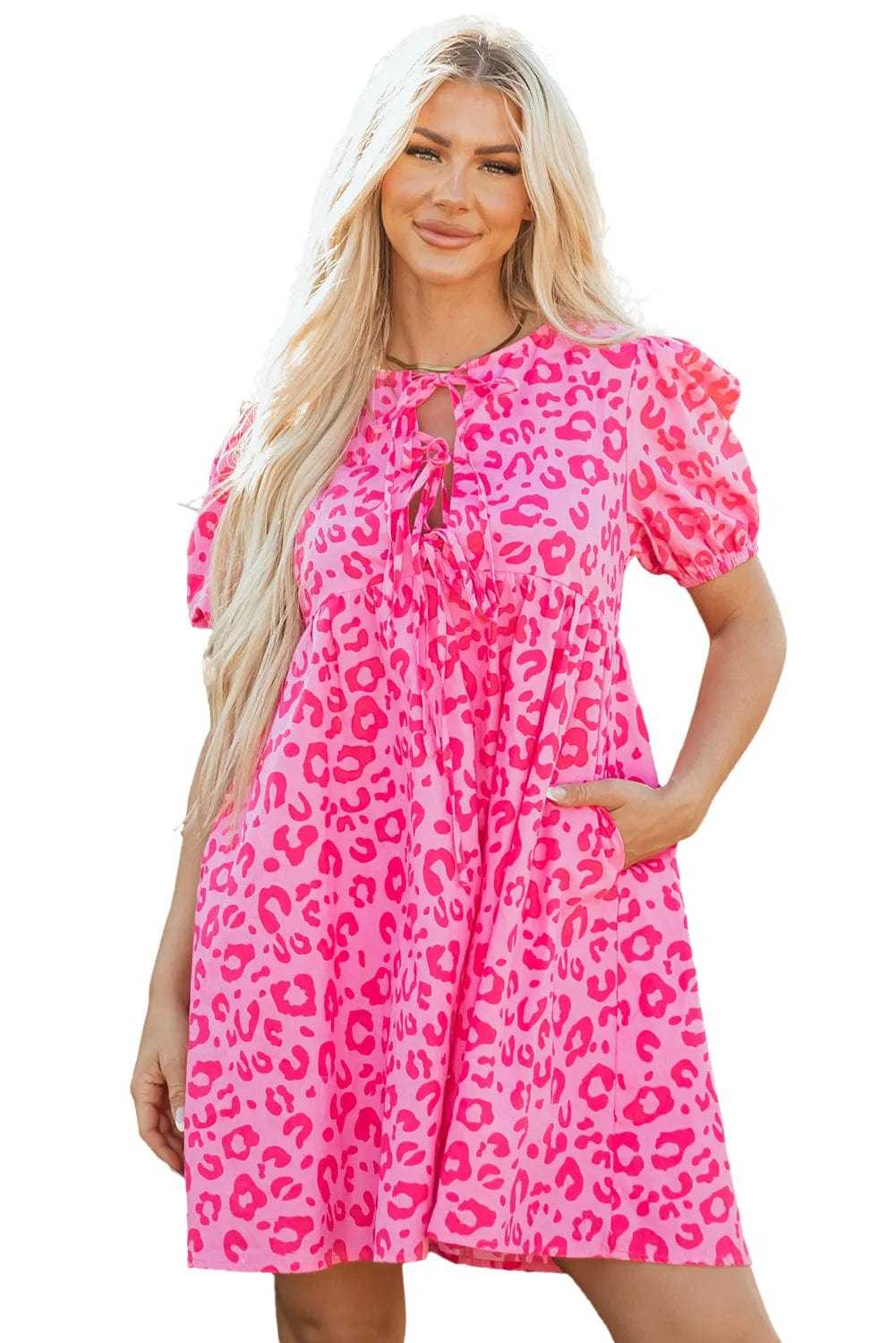 Mini Dresses Rose Leopard Chic Dress