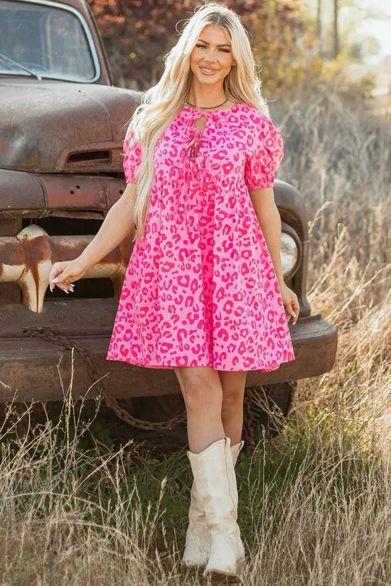 Mini Dresses Rose Leopard Chic Dress