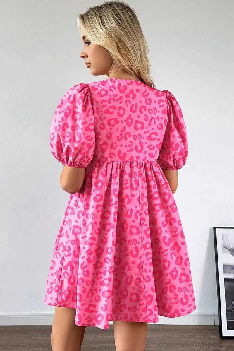 Mini Dresses Rose Leopard Chic Dress