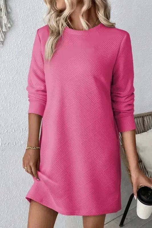 Mini Dresses Rose Red / S / 97%Polyester+3%Elastane Crimson Elegance Shift Dress