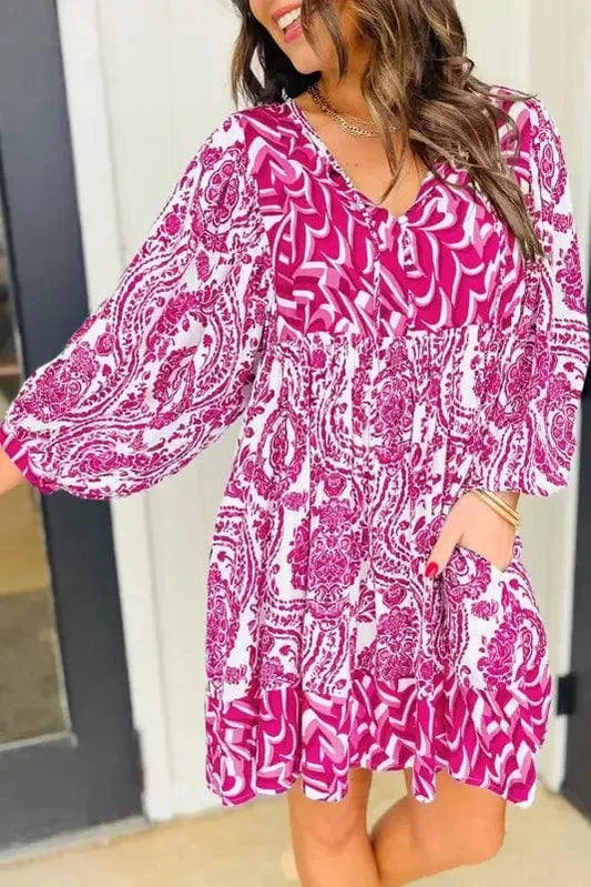 Mini Dresses Rose / S / 100%Polyester Viva La Boho Mini Dress
