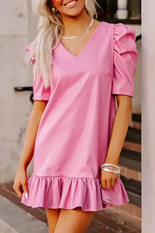 Mini Dresses Sachet Pink / S / 50%Pu+45%Polyester+5%Elastane Bubbly Charm Mini Dress