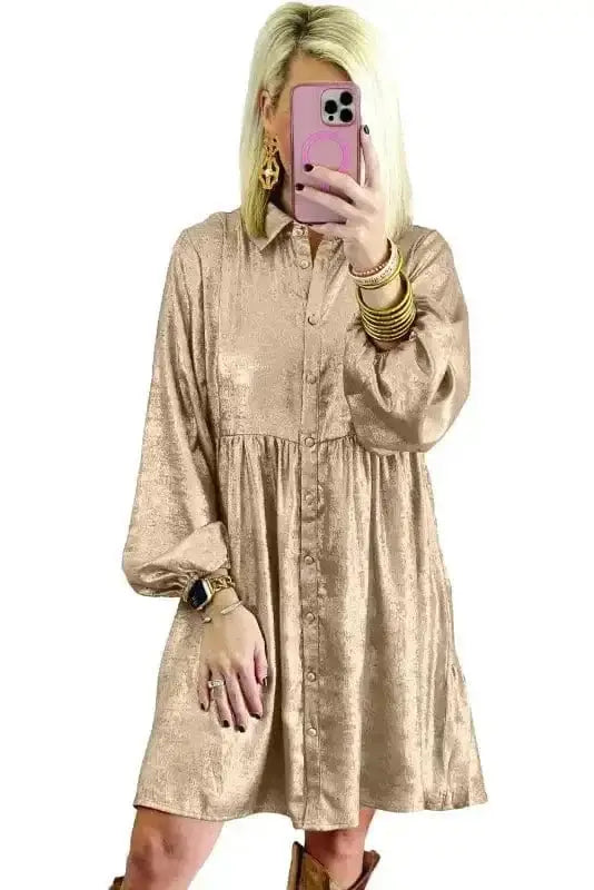 Mini Dresses Sheen Queen Mini Shirt Dress