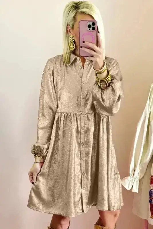 Mini Dresses Sheen Queen Mini Shirt Dress