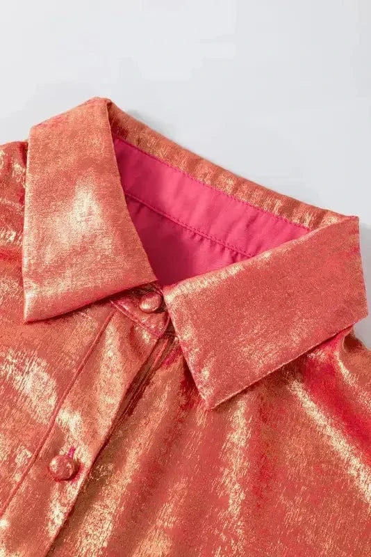 Mini Dresses Shimmer Chic Mini Shirt Dress