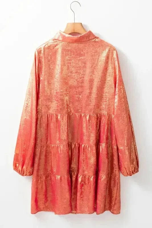 Mini Dresses Shimmer Chic Mini Shirt Dress