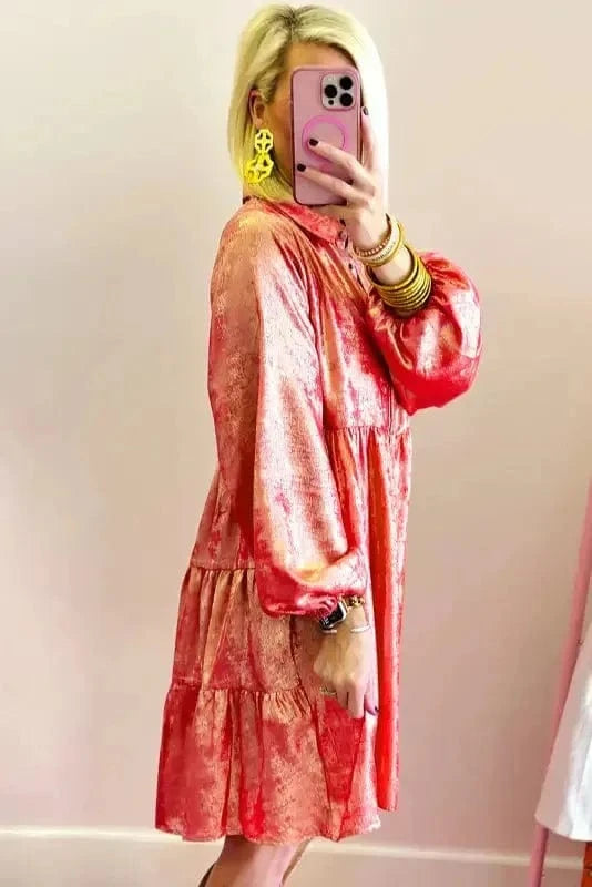 Mini Dresses Shimmer Chic Mini Shirt Dress