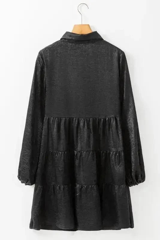 Mini Dresses Shimmer Chic Mini Shirt Dress