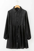 Mini Dresses Shimmer Chic Mini Shirt Dress