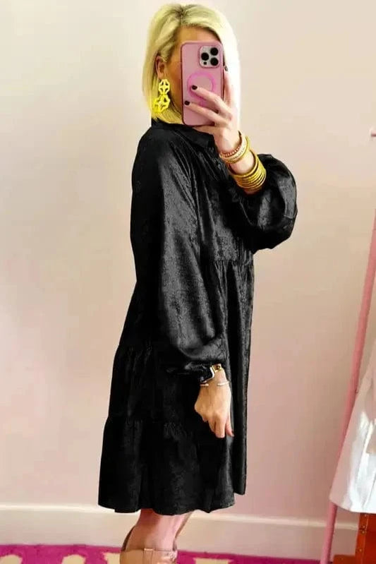 Mini Dresses Shimmer Chic Mini Shirt Dress