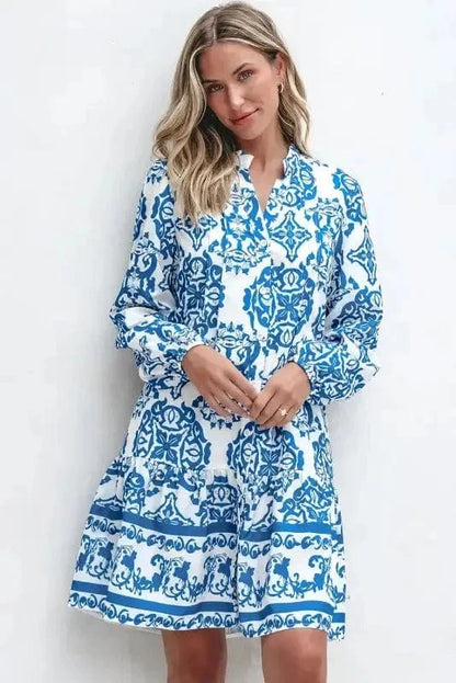 Mini Dresses Sky Blue / S / 100%Polyester Boho Chic Notch Dress