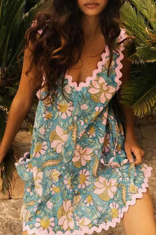 Mini Dresses Sky Blue / S / 100%Polyester Sunshine Stroll Tank Dress